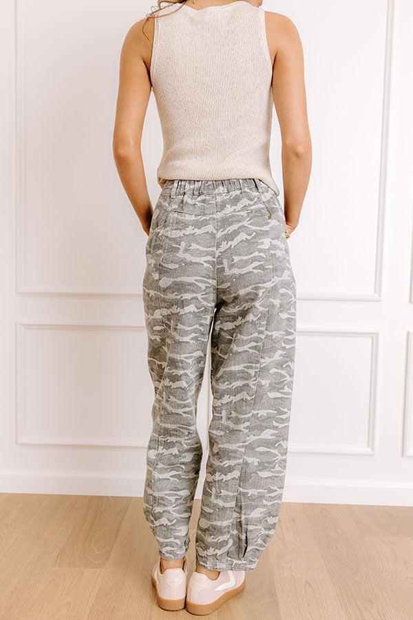 The Sadie Midrise Vintage Wash Barrel Jean in Grey Camo Product Image