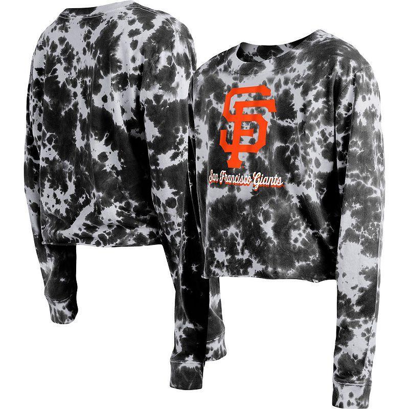 Women's New Era Navy Houston Astros Tie-Dye Cropped Long Sleeve T-Shirt, Size: 2XL, Blue Product Image