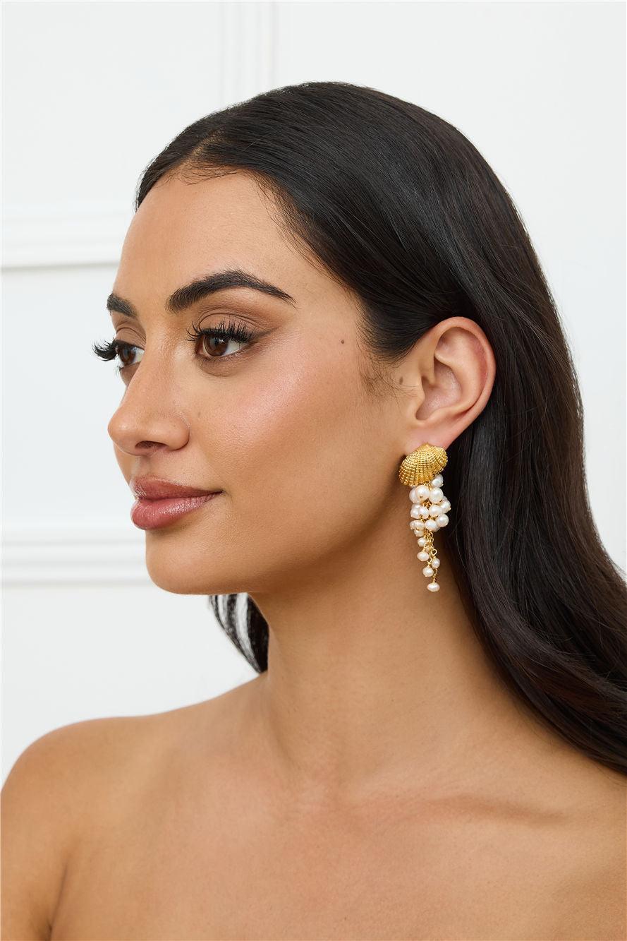 18k Gold Plated Seashell Cove Earrings Gold Product Image