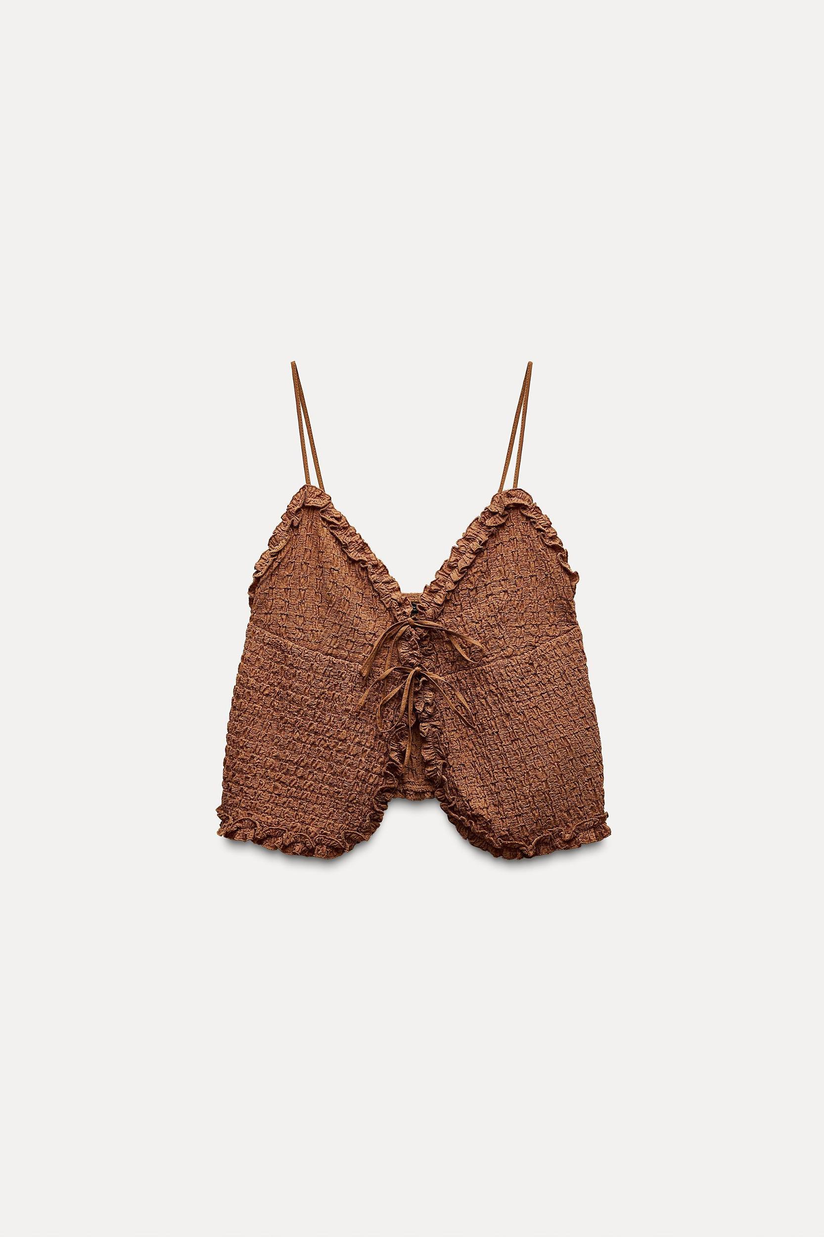 RUFFLED TEXTURED CROP TOP Product Image