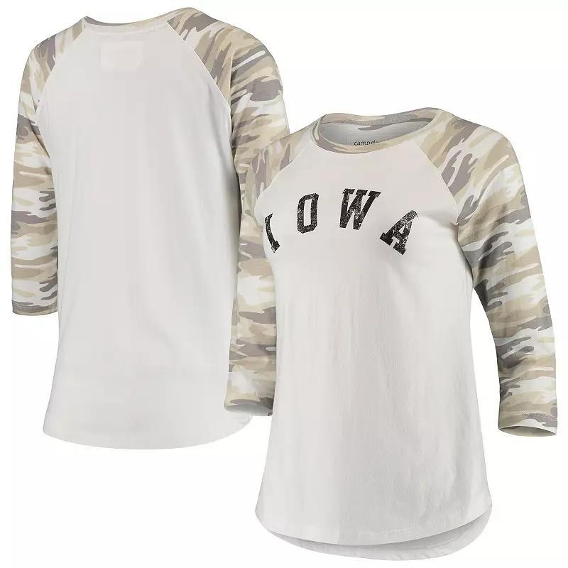 Womens /Camo Iowa Hawkeyes Boyfriend Baseball Raglan 3/4-Sleeve T-Shirt Product Image