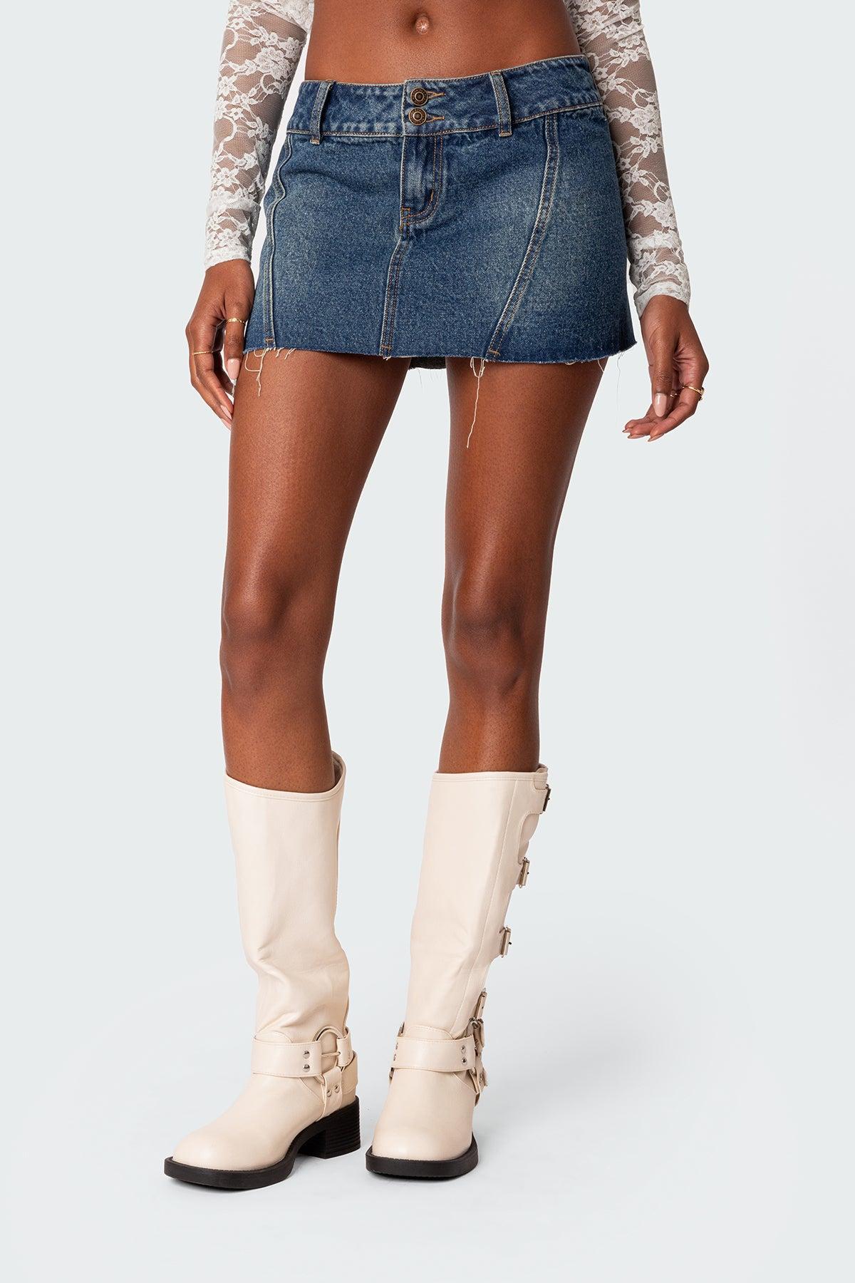 Donnie Washed Denim Mini Skirt Product Image