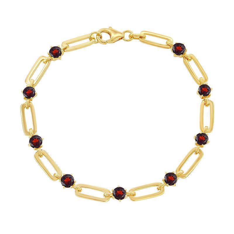 Gemstone Paper Clip Bracelet, Womens Genuine Peridot Product Image