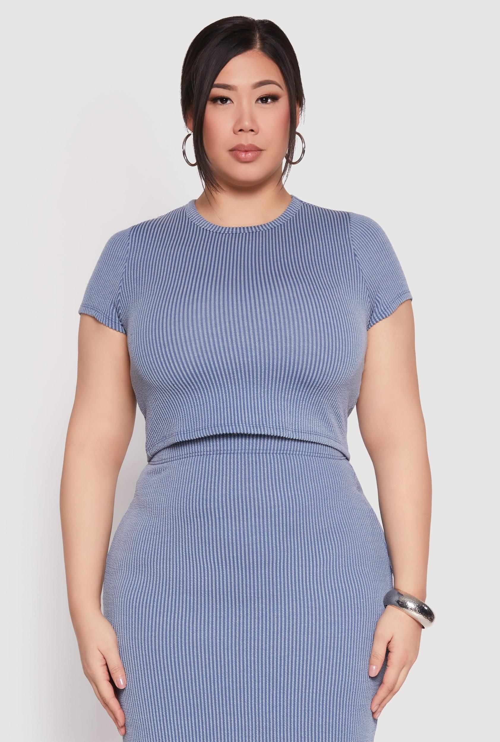Womens Plus Size Almost Famous Ribbed Knit Crop Top Product Image