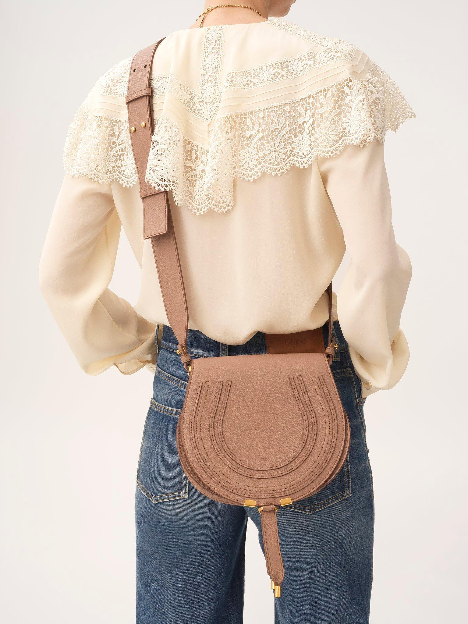 Marcie saddle bag in grained leather Product Image