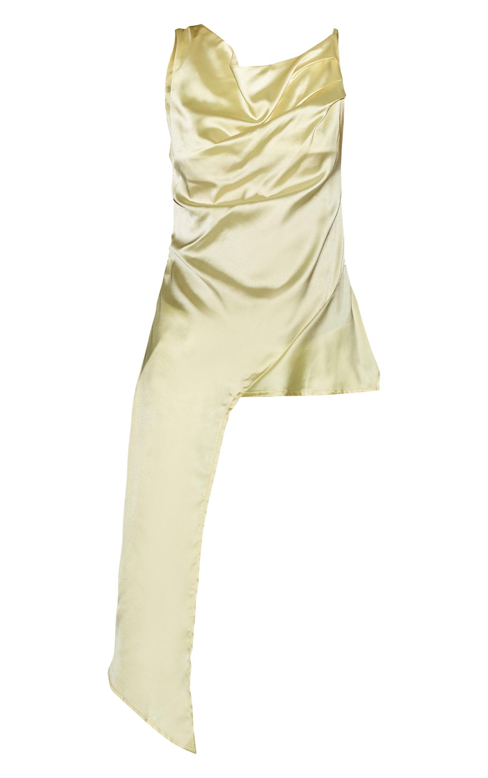 Yellow Asymmetric Satin Top Product Image