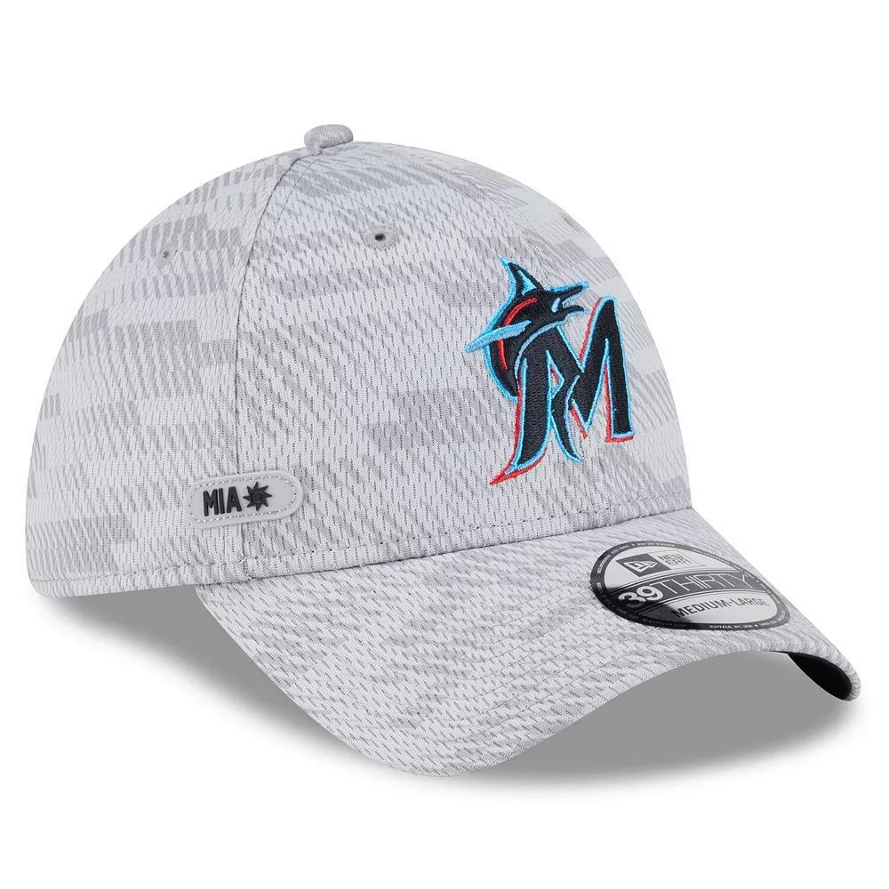 Men's New Era Gray Miami Marlins 2025 MLB Clubhouse 39THIRTY Flex Hat, Size: Small/Medium, Grey Product Image