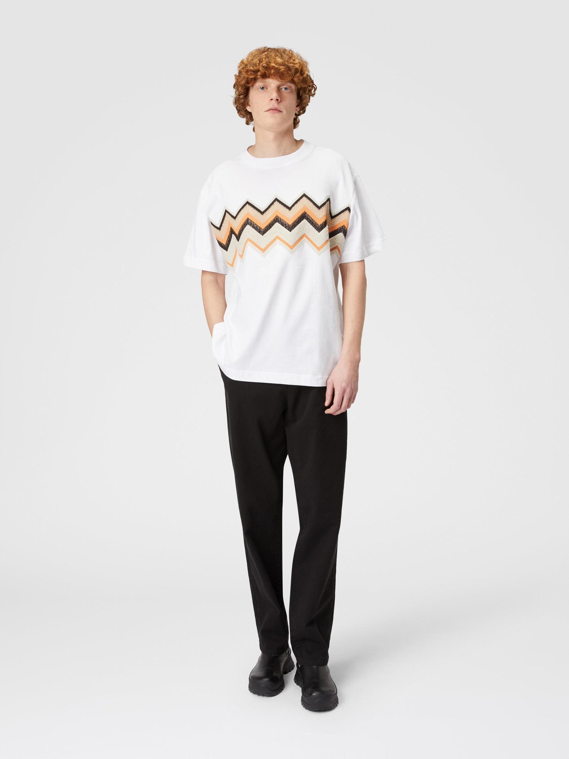 Cotton jersey T-shirt with zig zag embroidery Product Image