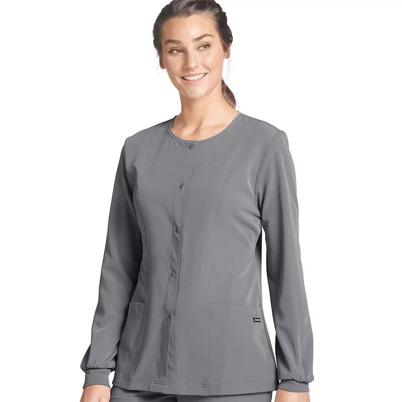 Women's Jockey® Scrubs Classic Round Neckline Snap Jacket 2356, Size: 2XL, Silver Product Image