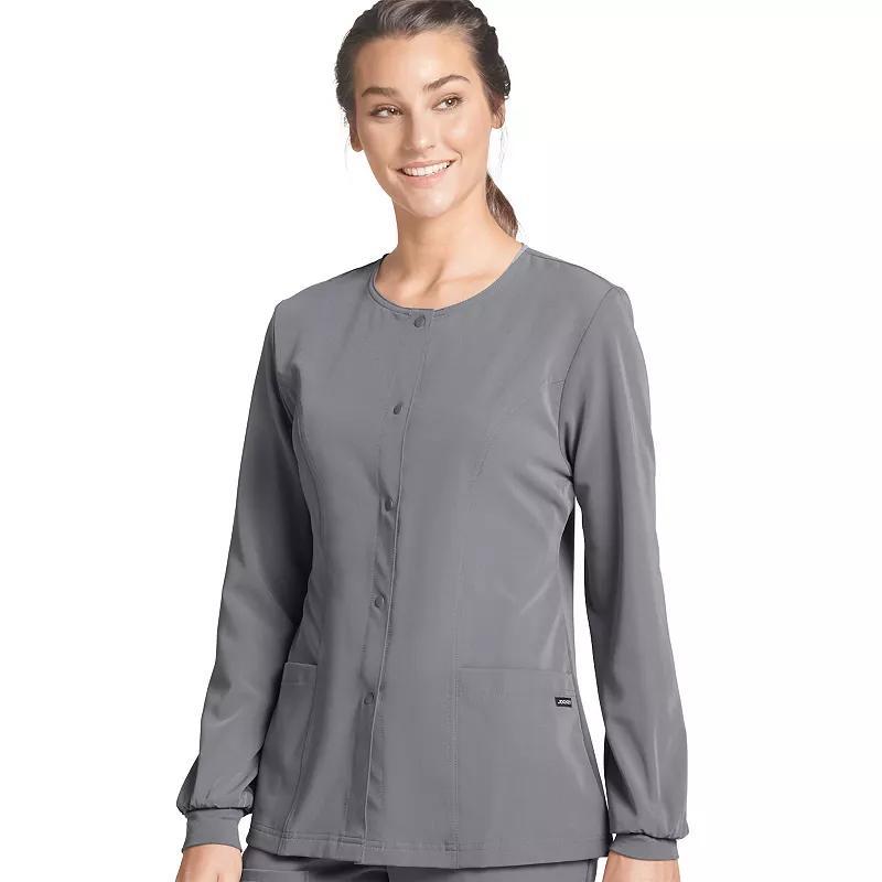 Women's Jockey® Scrubs Classic Round Neckline Snap Jacket 2356, Size: 2XL, Silver Product Image