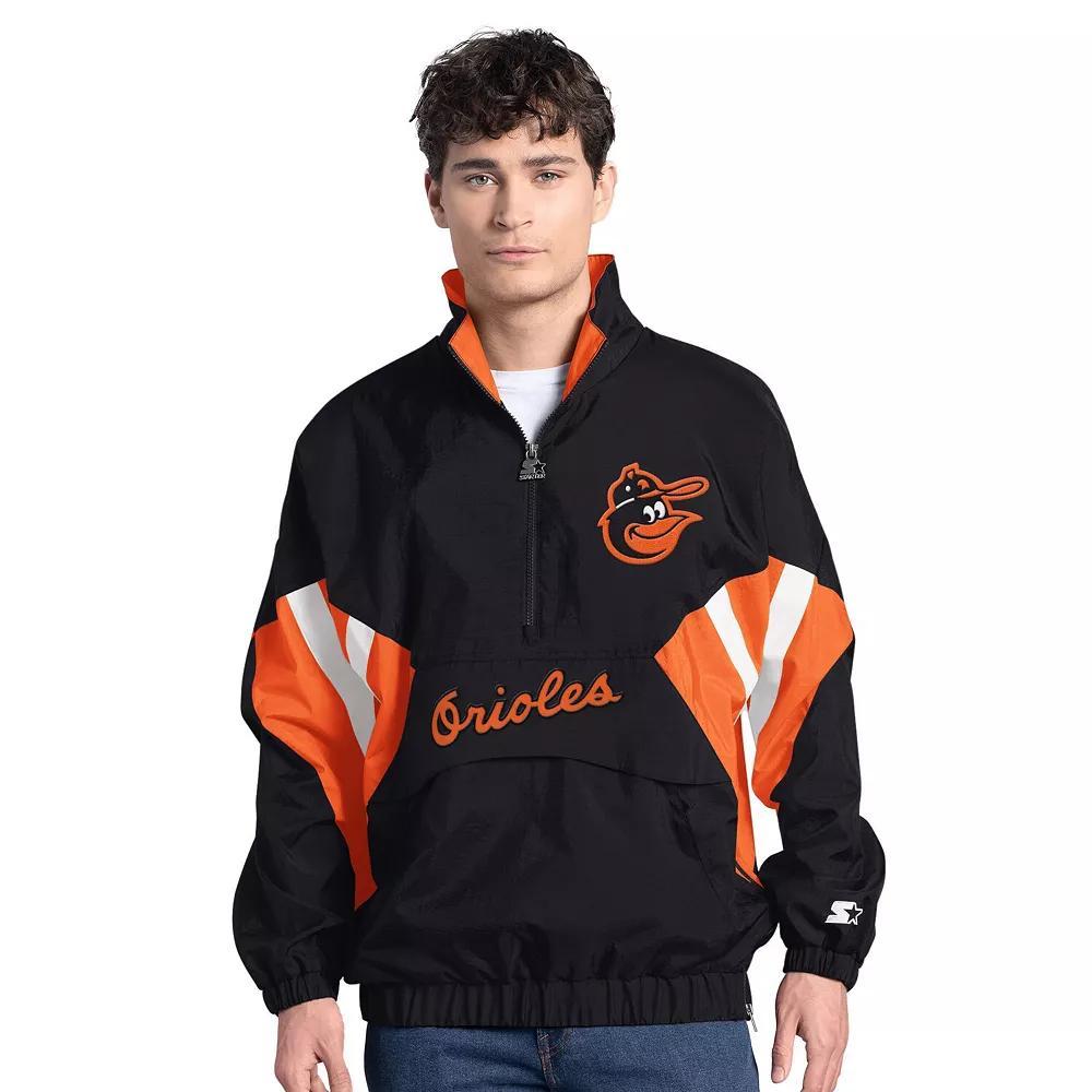 Men's Starter  Black Baltimore Orioles Cooperstown Chief Half-Zip Pullover, Size: Medium Product Image