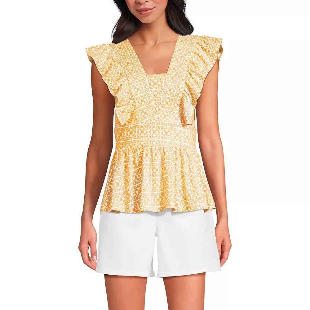 Women's Lands' End Lightweight Jersey Ruffle Peplum Top, Size: XS, Deep  Mosaic Tile Product Image