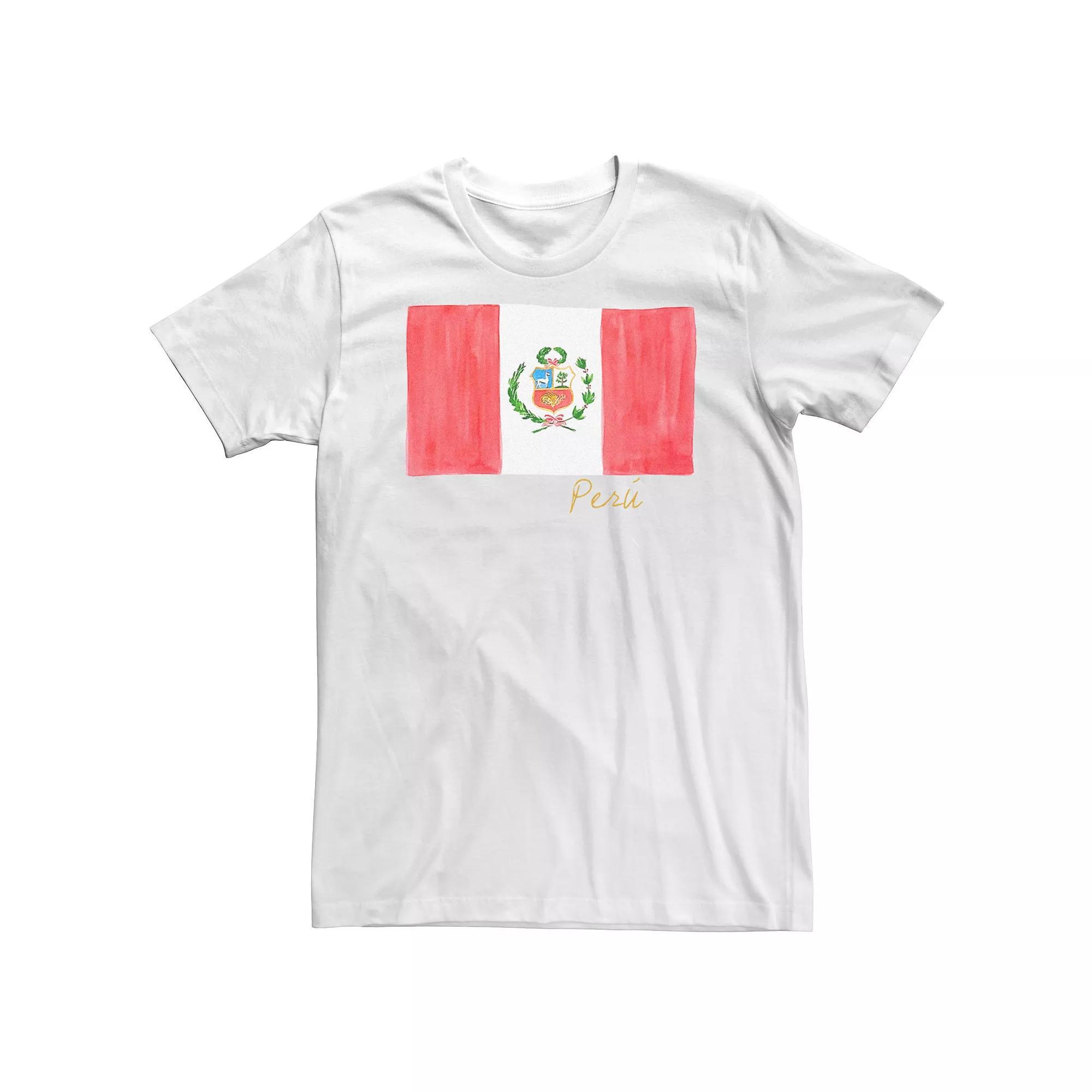Big & Tall HHM Peru Flag Watercolor Tee, Men's, Size: XXL Tall, White Product Image