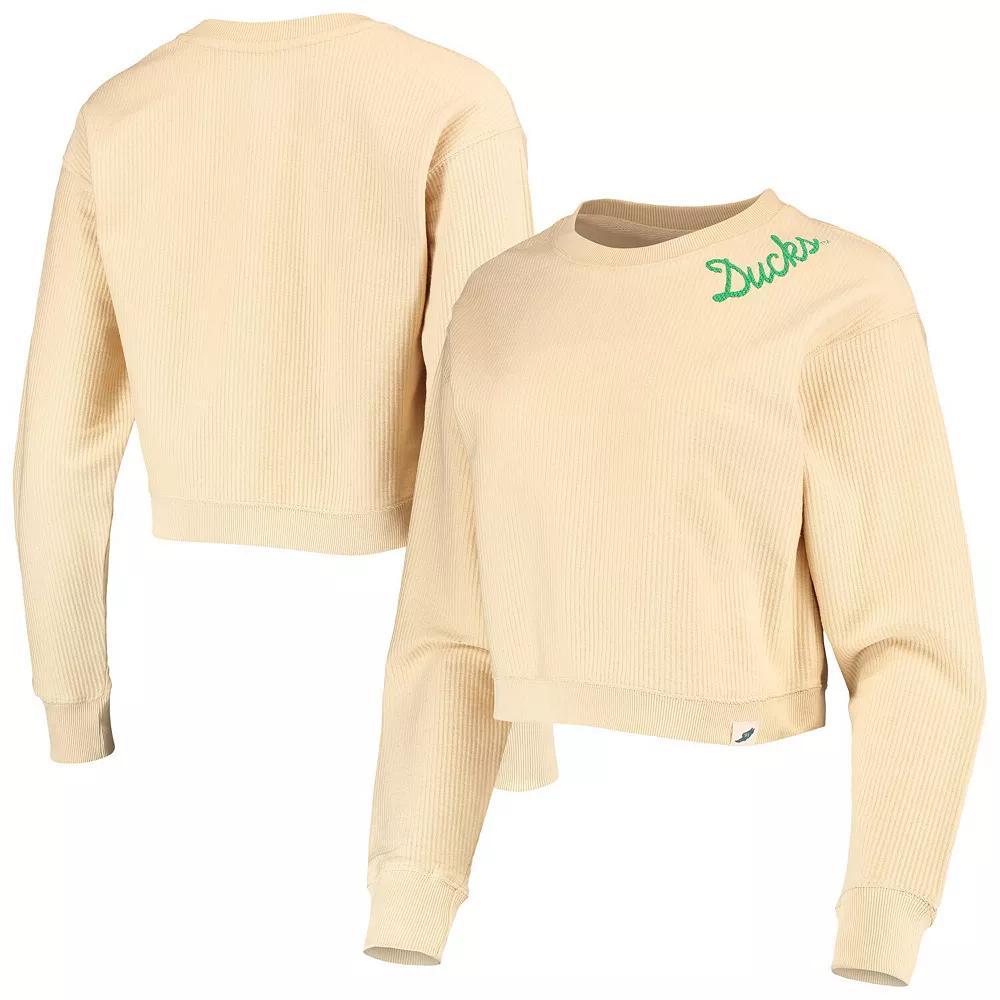 Women's League Collegiate Wear Cream Oregon Ducks Corded Timber Cropped Pullover Sweatshirt, Size: XL, Beige Product Image