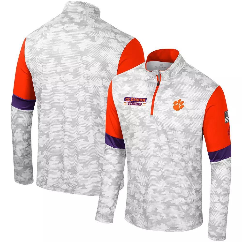 Men's Colosseum  Camo Clemson Tigers OHT Military Appreciation Tomahawk Quarter-Zip Windshirt, Size: Large, Green Product Image