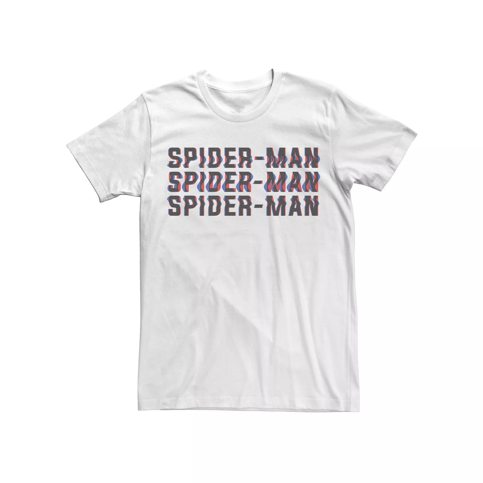 Men's Marvel Spider-Man Word Stack Distorted Logo Tee, Size: XL, White Product Image