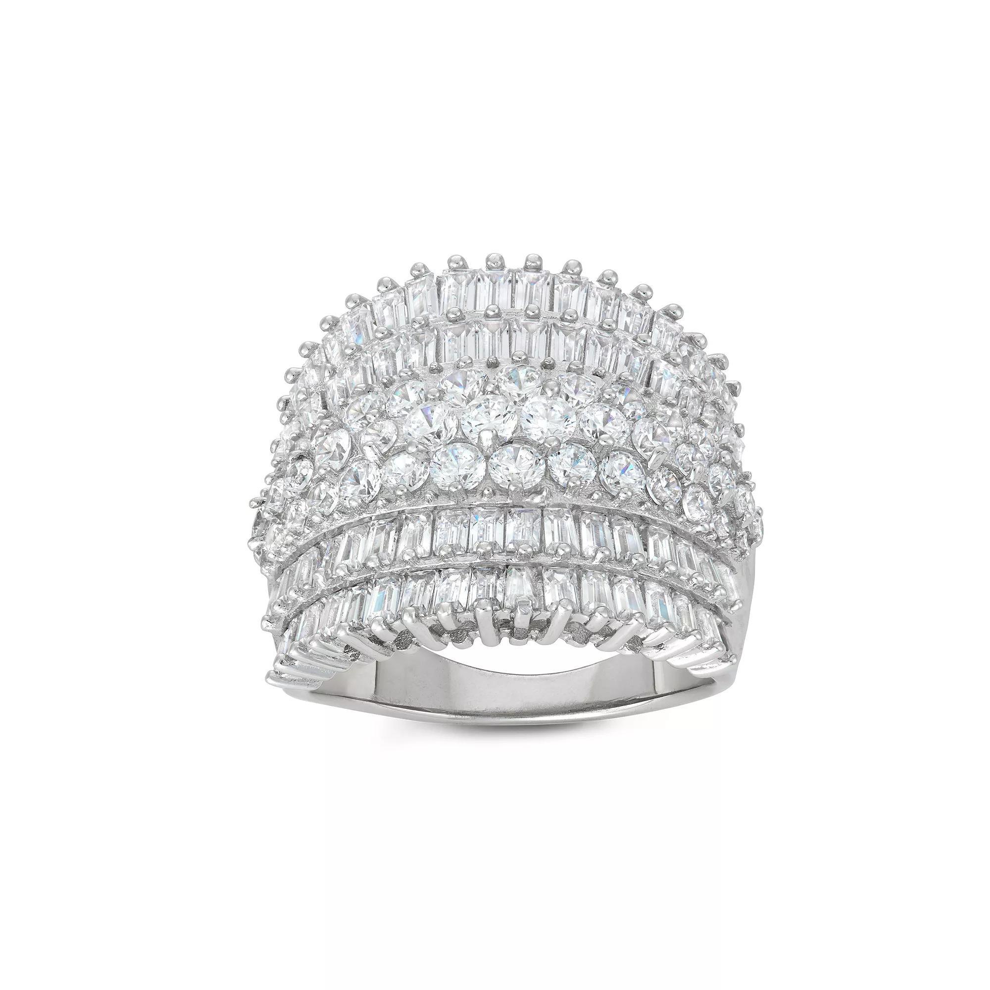 Ivy Sharpe Silver Plated Cubic Zirconia Statement Ring, Women's, Size: 6, Silver Tone Product Image