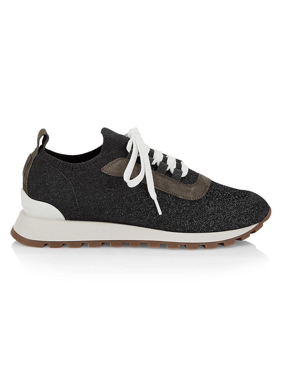 Womens Metallic Knit Runner Sneakers Product Image