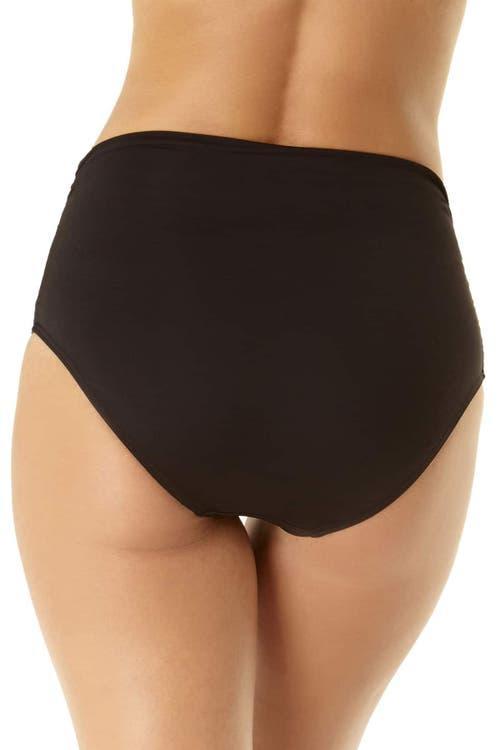 Anne Cole Women's Live In Color Convertible High Waist Shirred Swim Bottom in Black at Nordstrom, Size Large Product Image
