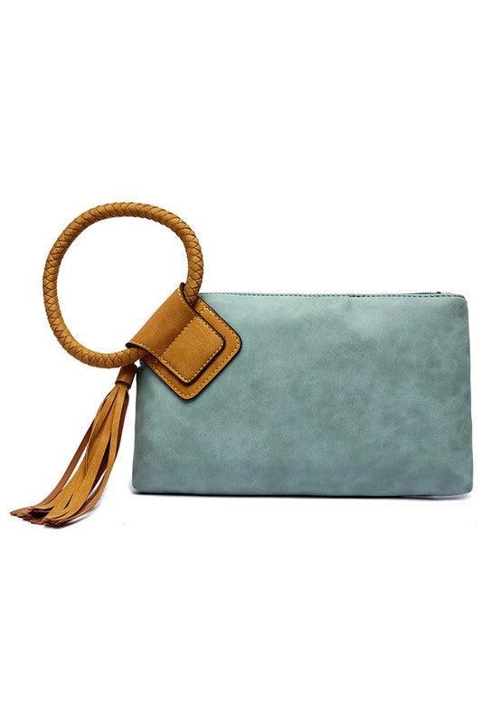 Fashion Cuff Handle Tassel Wristlet Clutch Product Image