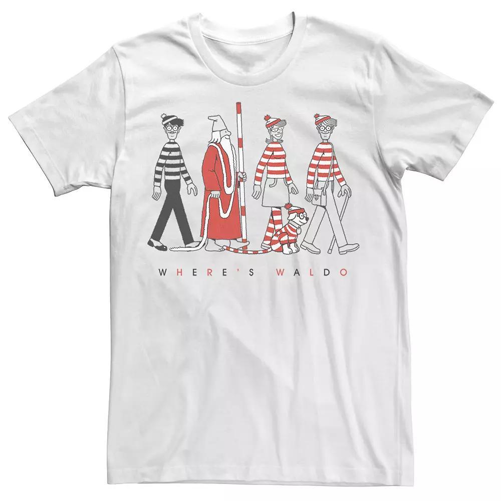 Men's Where's Waldo Group Walk Stripes Tee, Size: 3XL, White Product Image
