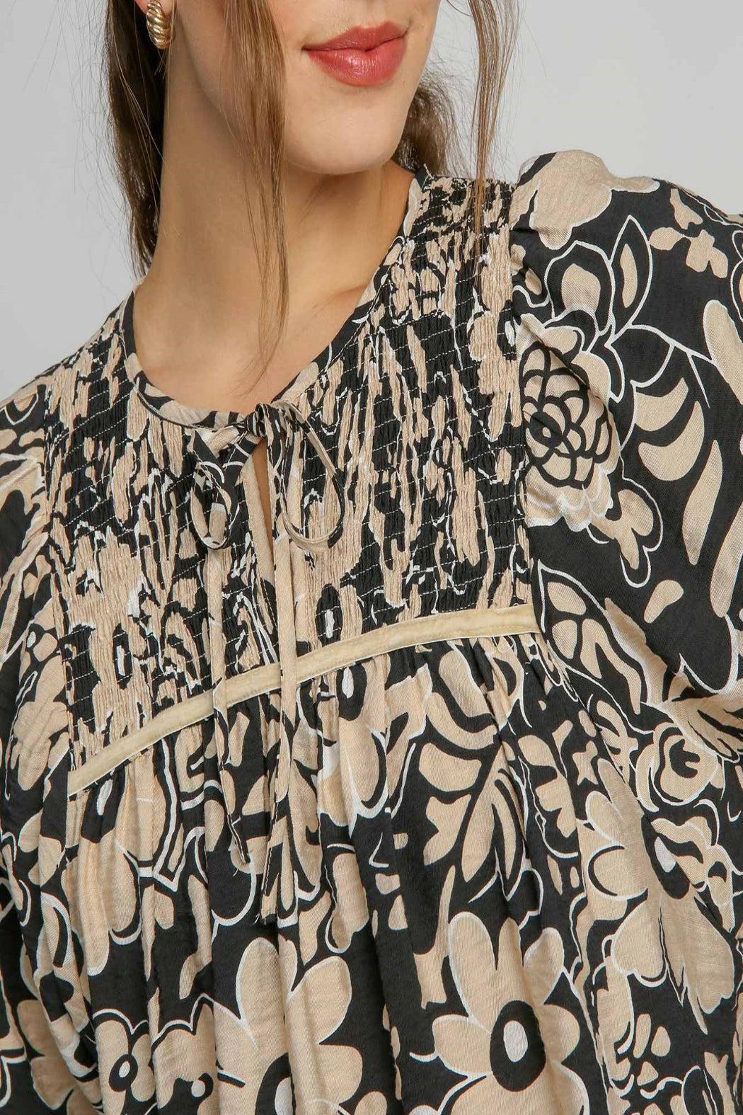 Floral Print Smocked Top Product Image