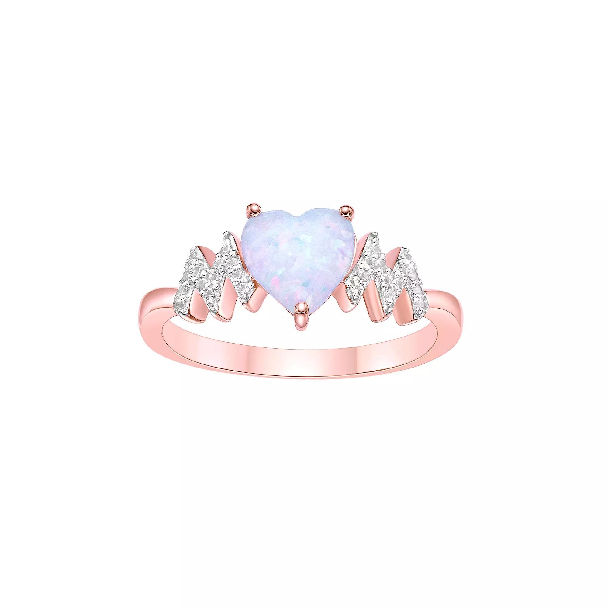 Gemminded 2 Micon 18K Rose Gold Plated Sterling Silver Lab-Created Opal & Lab-Created White Sapphire Ring, Women's, Size: 9, Pink Tone Product Image