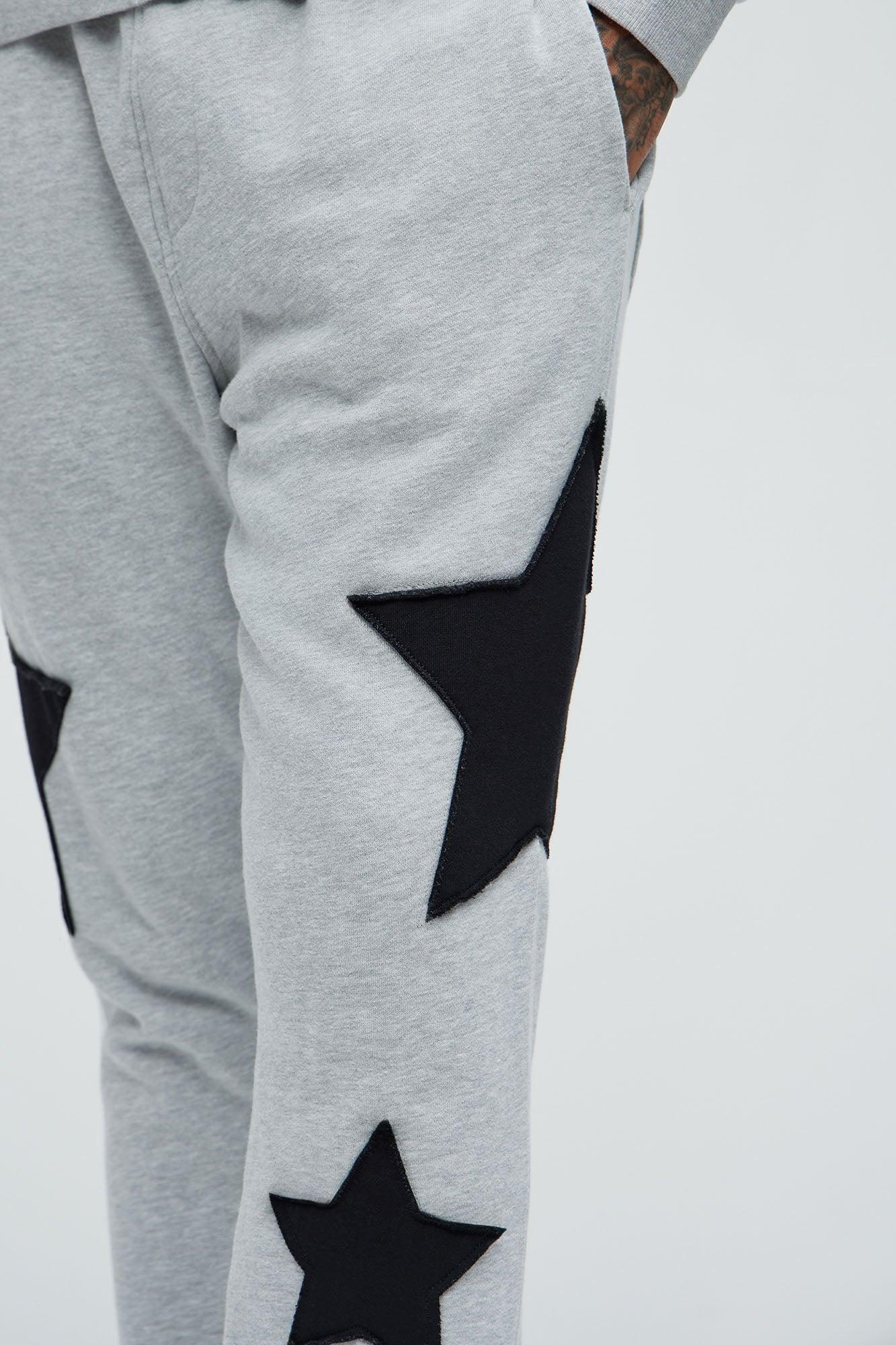 Tyson Stars Skinny Flared Sweatpants - Heather Grey Product Image