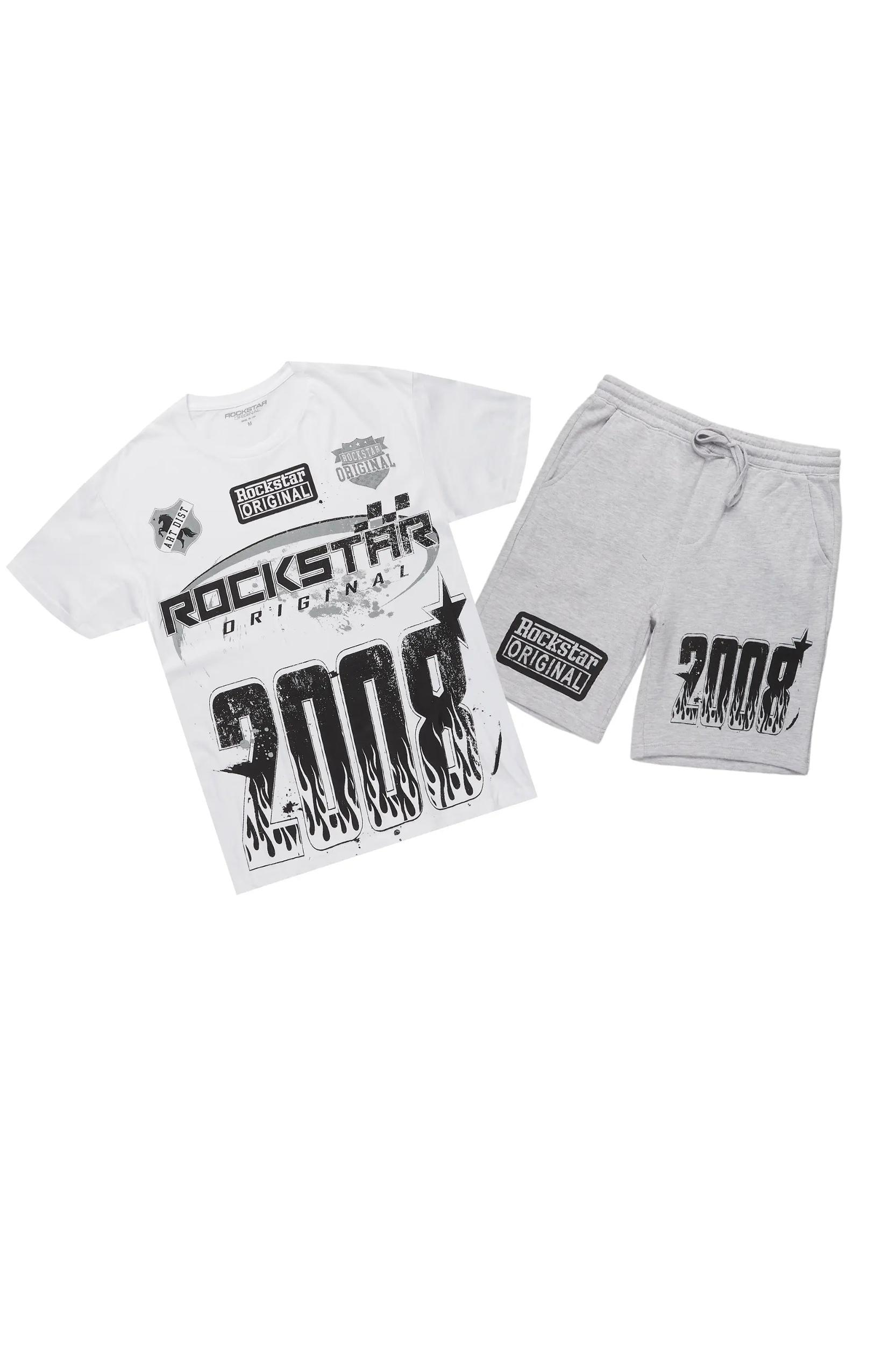 Esha White/Grey T-Shirt Short Set Female Product Image