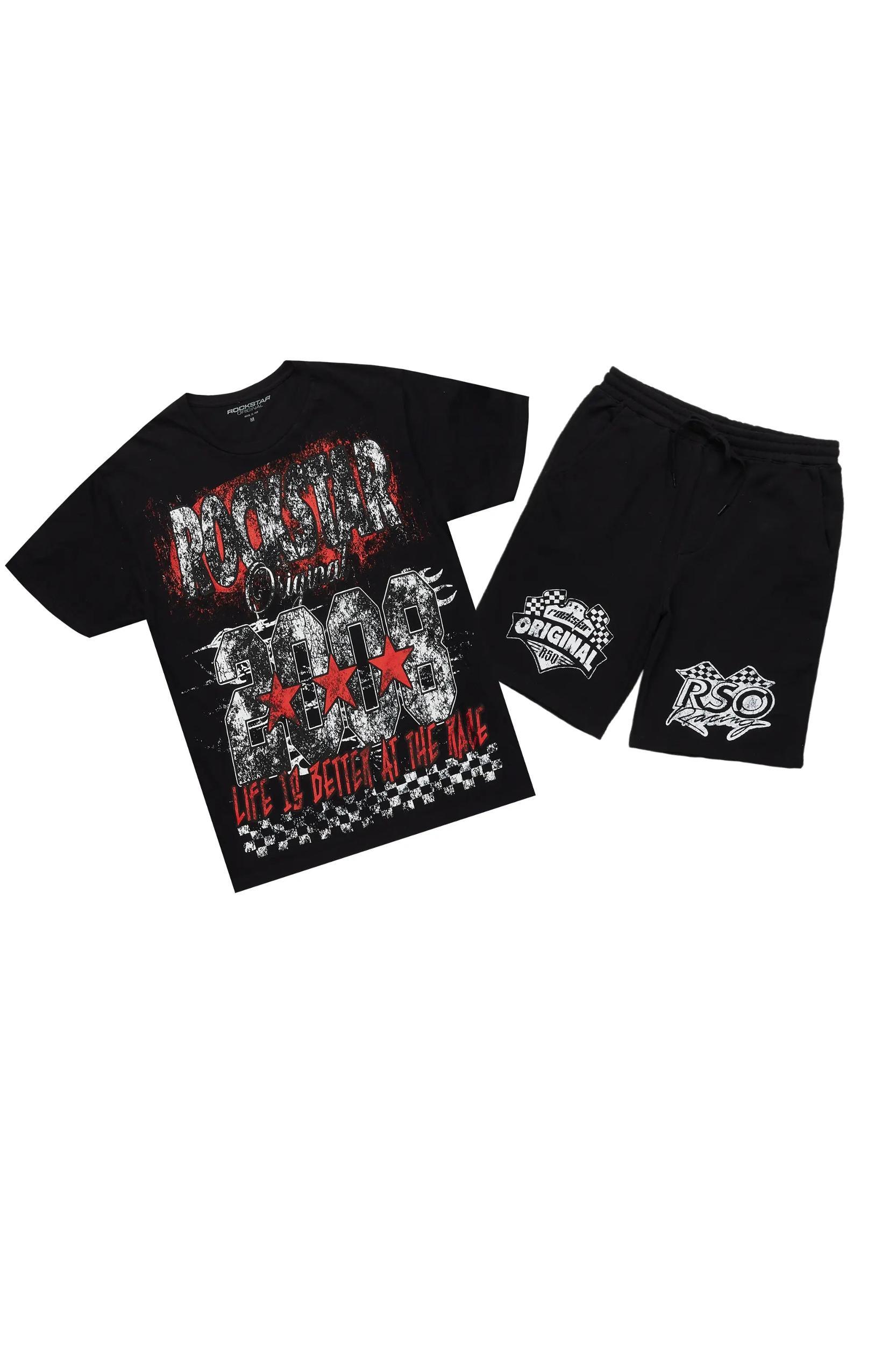 Racing Grung Black Graphic T-Shirt Short Set Male Product Image