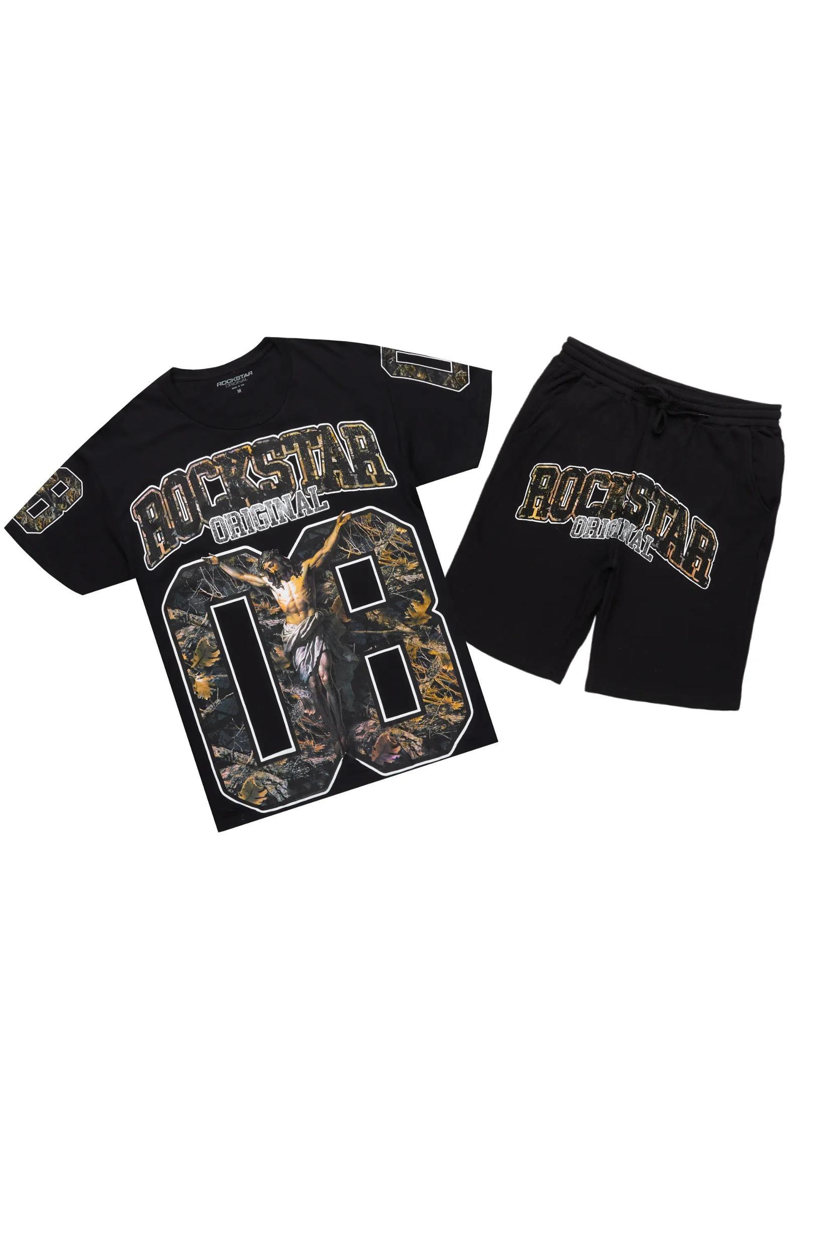 Tariqa Black T-Shirt Short Set Female Product Image