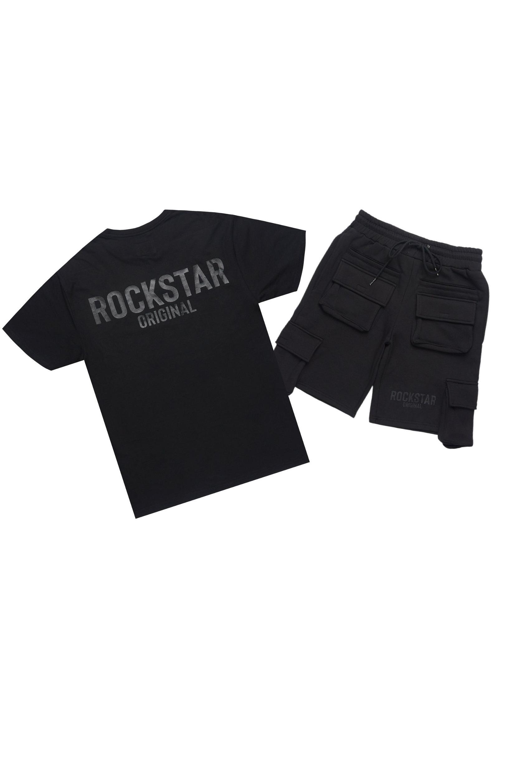 Sana Black/Black T-Shirt Cargo Shorts Set Male Product Image