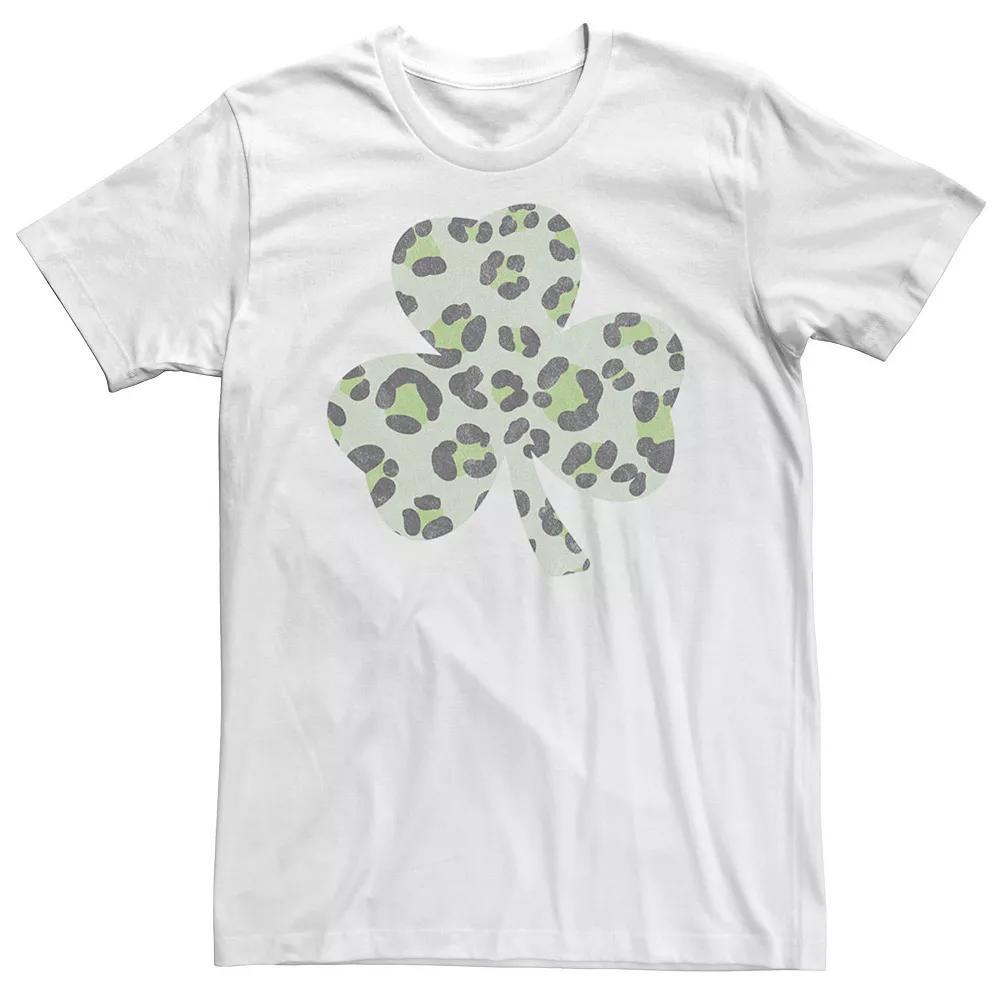 Big & Tall Trendy Cheetah Clover Fill Tee, Men's, Size: 5XL, White Product Image
