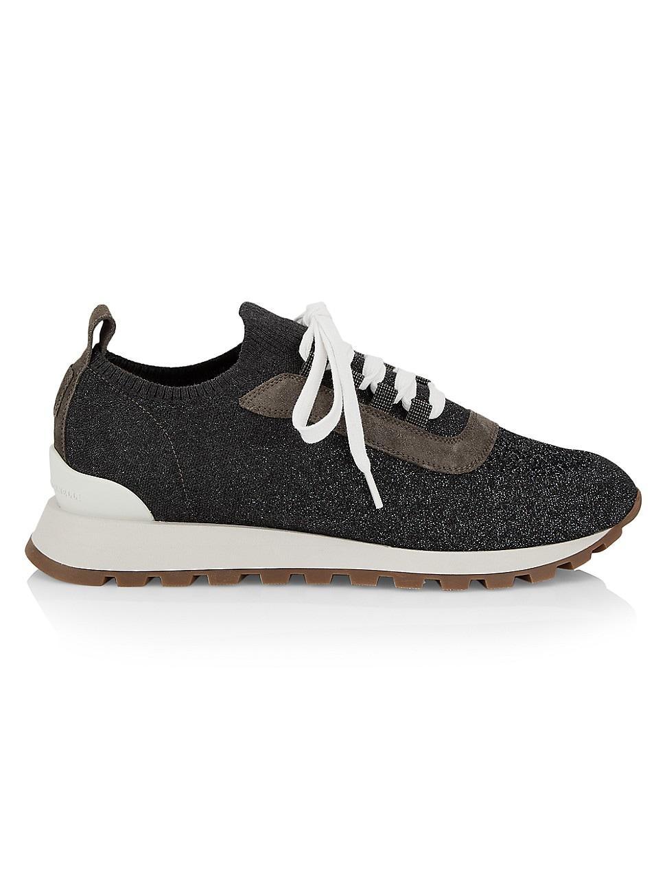 Womens Metallic Knit Runner Sneakers Product Image