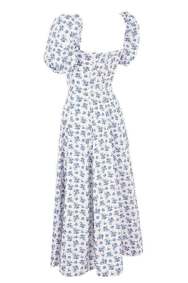 Tallulah Blue White Floral Midi Dress Product Image
