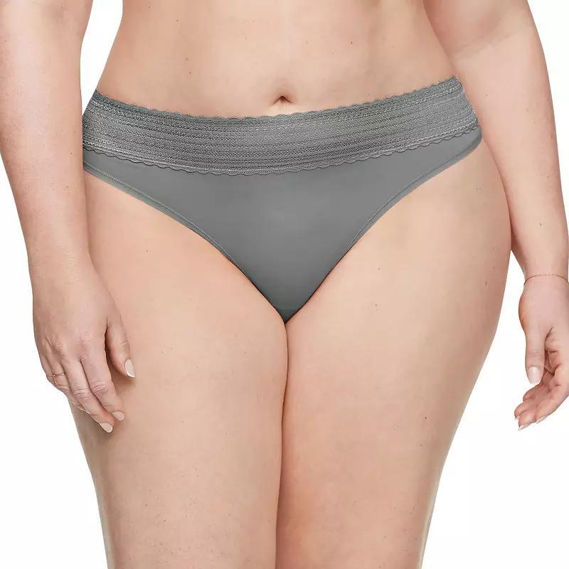 Warners No Pinching No Problems® Dig-Free Comfort Waistband Lace Thong RX5101J, Women's, Size: XL, Grey Product Image