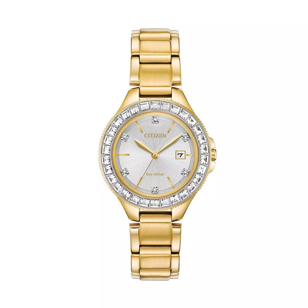 Citizen Eco-Drive Womens Crystal Accent Stainless Steel Watch - FE1192-58A Gold Tone Product Image