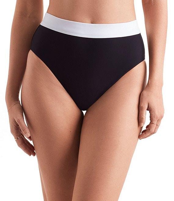 Mimi Flamingo Layered Solids Brooke High Waist Swim Bottom Product Image