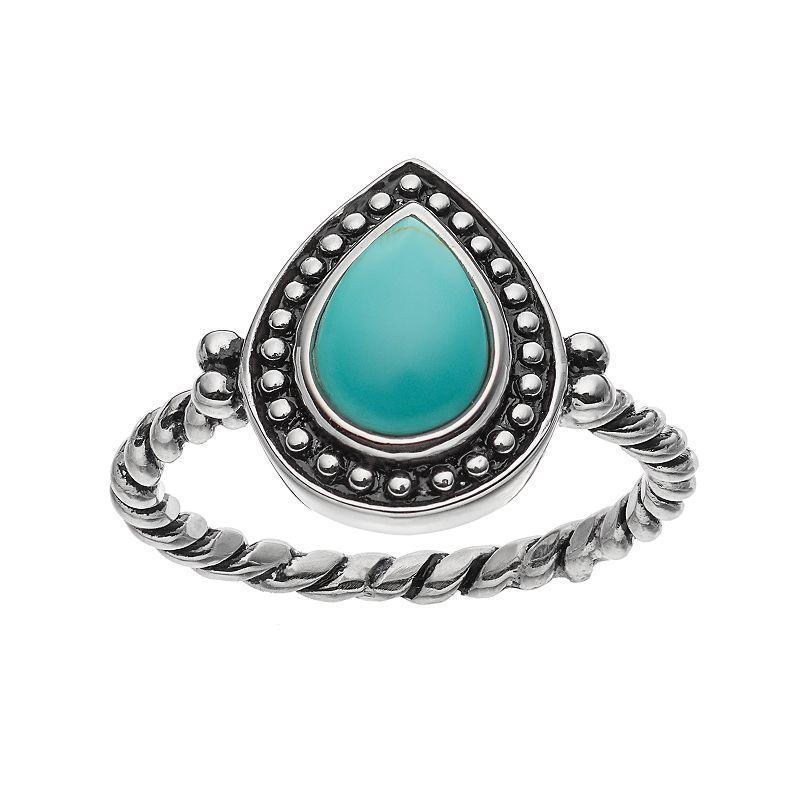 Sterling Silver Simulated Turquoise Cabochon Ring, Women's, Size: 9, Blue Product Image