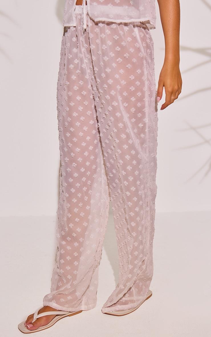  White Wide Leg Textured Beach Pants Product Image