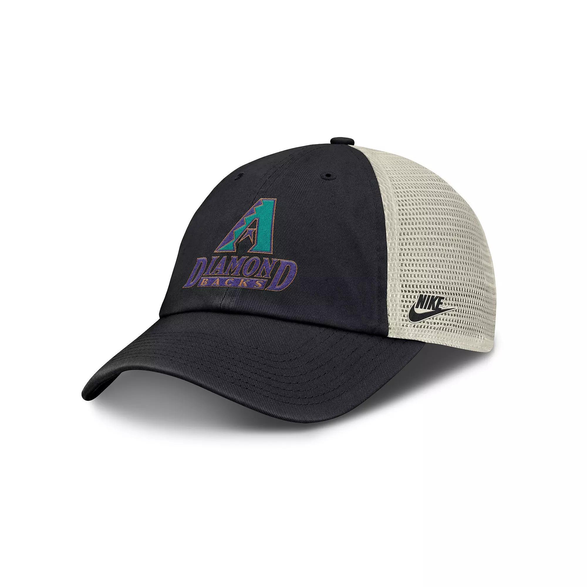 Men's Nike Black/Natural Arizona Diamondbacks Cooperstown Collection Club Trucker Adjustable Hat, Size: Medium/Large Product Image