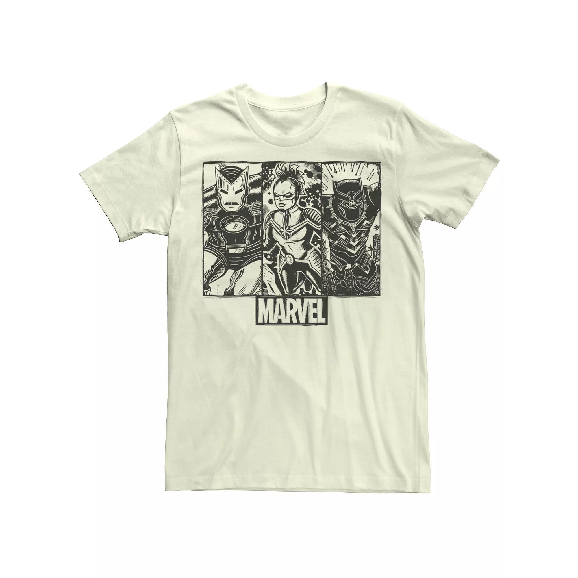 Men's Marvel Universe Trio Panels Tee, Size: 3XL, Natural Product Image