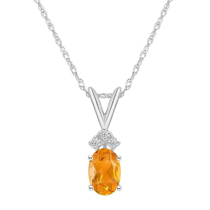 Celebration Gems 14k Gold Gemstone & Diamond Accent Pendant Necklace, Women's, Size: 18", White Product Image