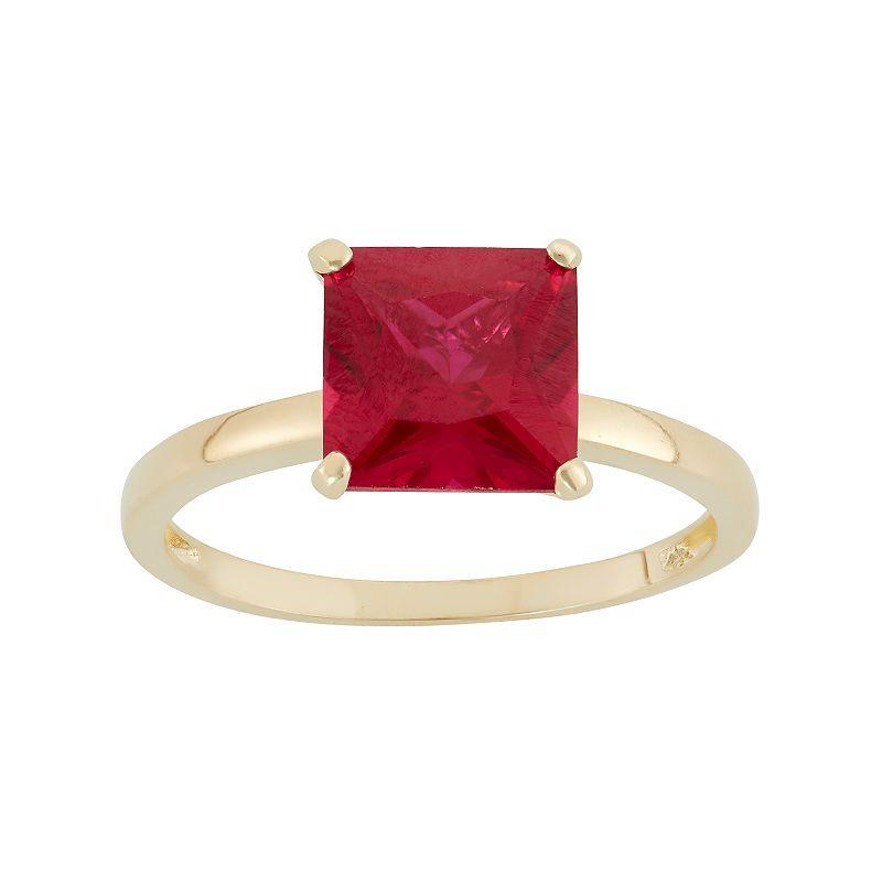 Designs by Gioelli Lab-Created Ruby 10k Gold Ring, Women's, Size: 5, Red Product Image