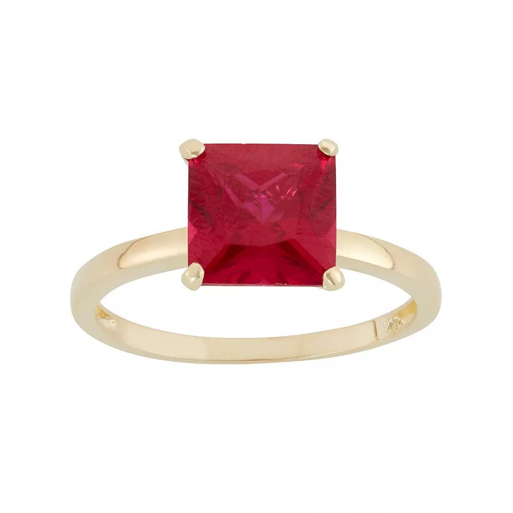 Designs by Gioelli Lab-Created Ruby 10k Gold Ring, Women's, Size: 5, Red Product Image