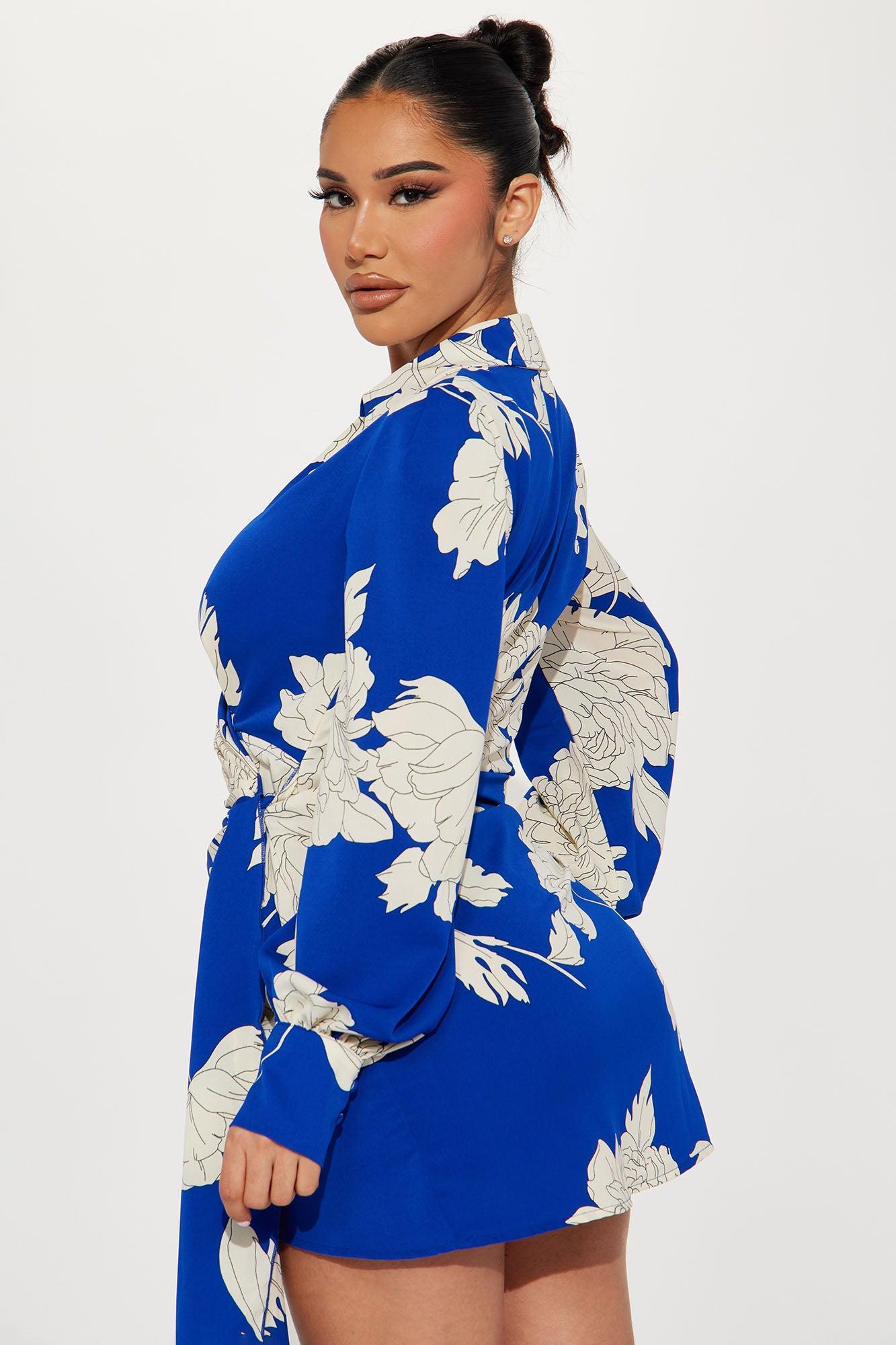 Alina Mini Dress - Royal/combo Product Image