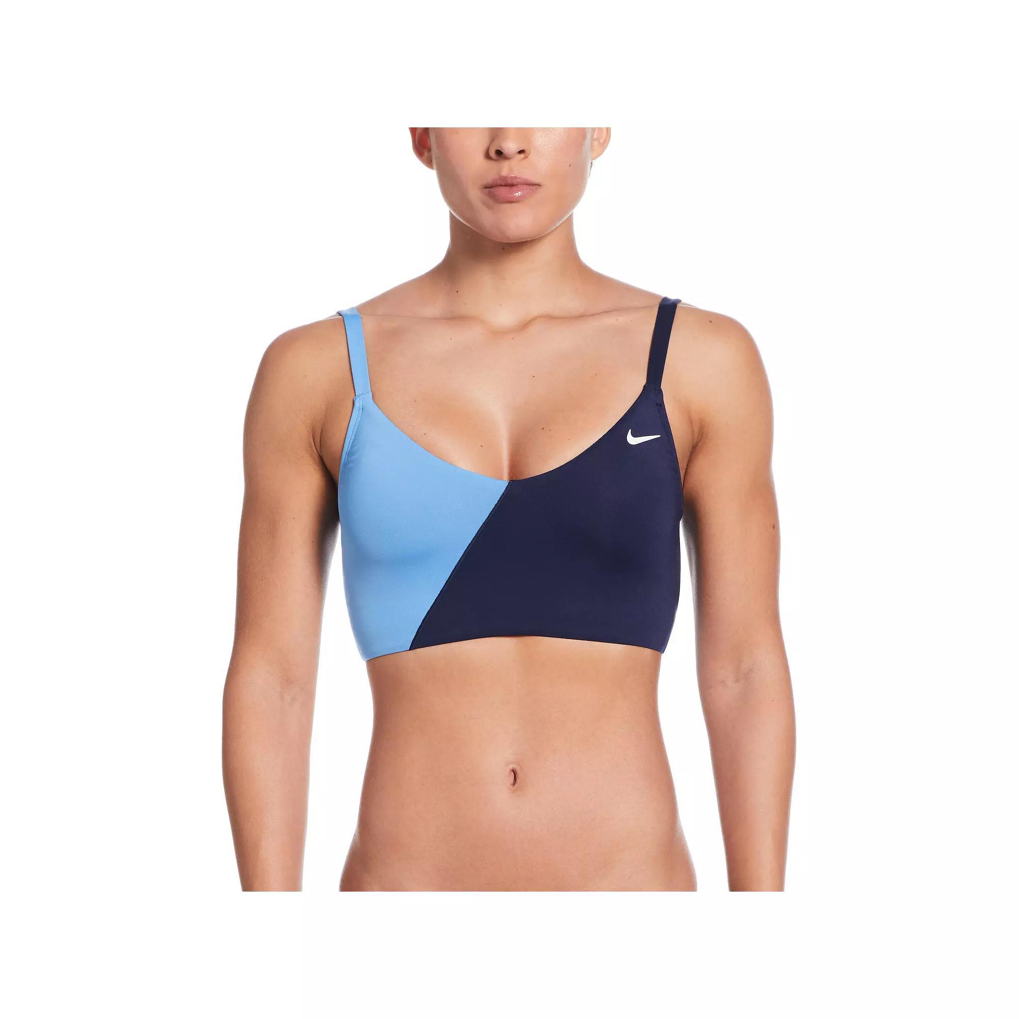 Womens Nike Color Block V-Neck Midkini Swim Top Product Image