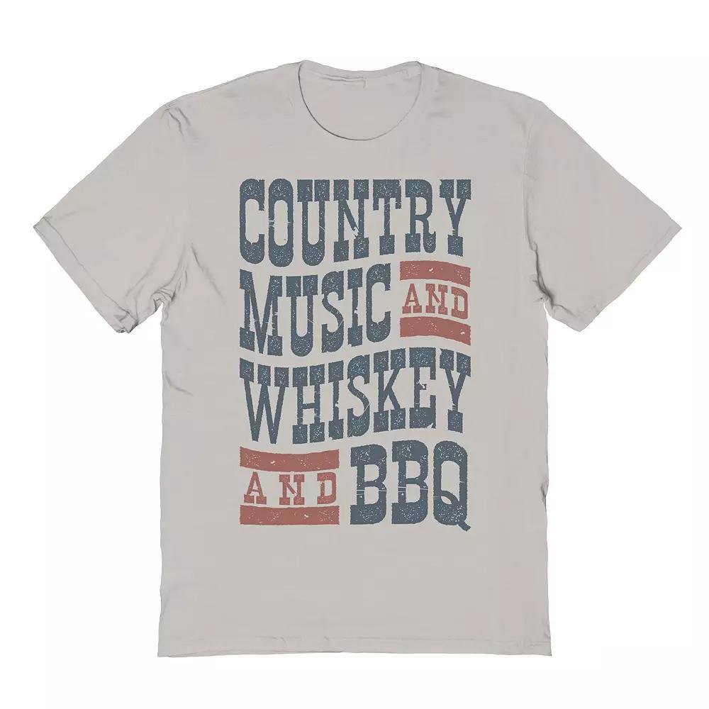 Men's COLAB89 by Threadless Country Music & BBQ Graphic Tee, Size: Large, Ice Gray Product Image