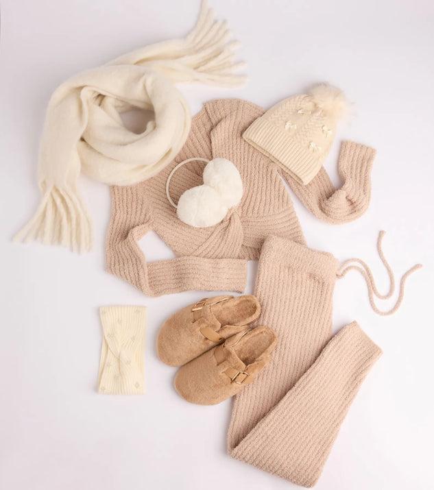 Stay Toasty Bow And Pom Knit Beanie Product Image