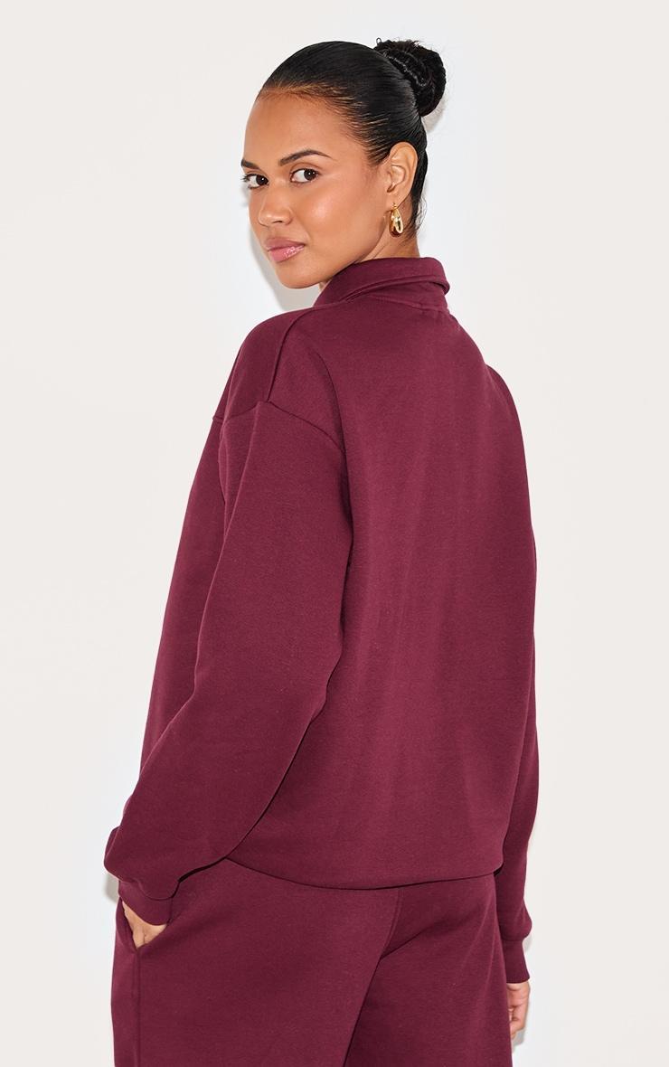 Burgundy Zip Though Collared Sweatshirt Product Image